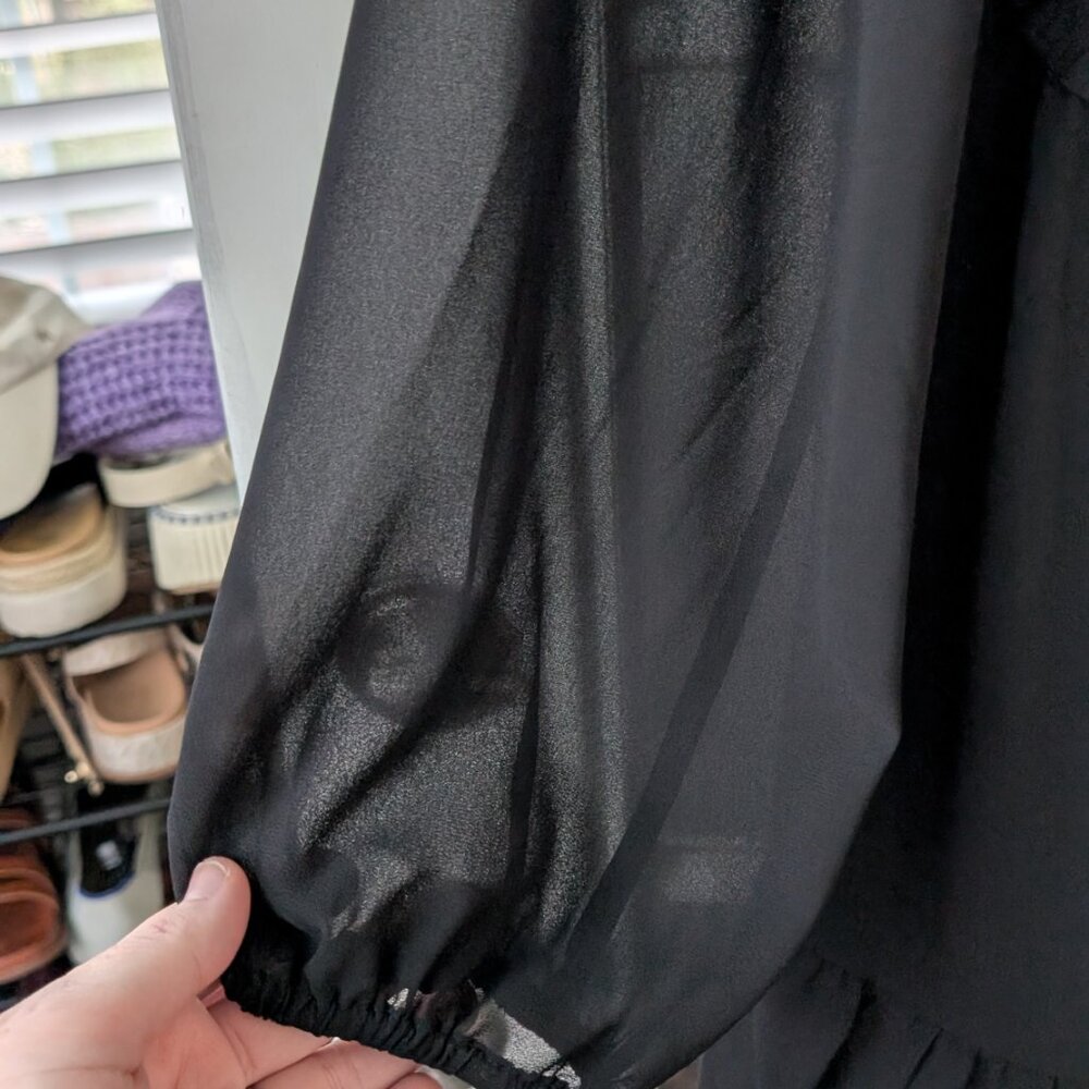 🖤 Quince Chiffon Smocked Mini Dress Black - XL - Picture 6 of 10